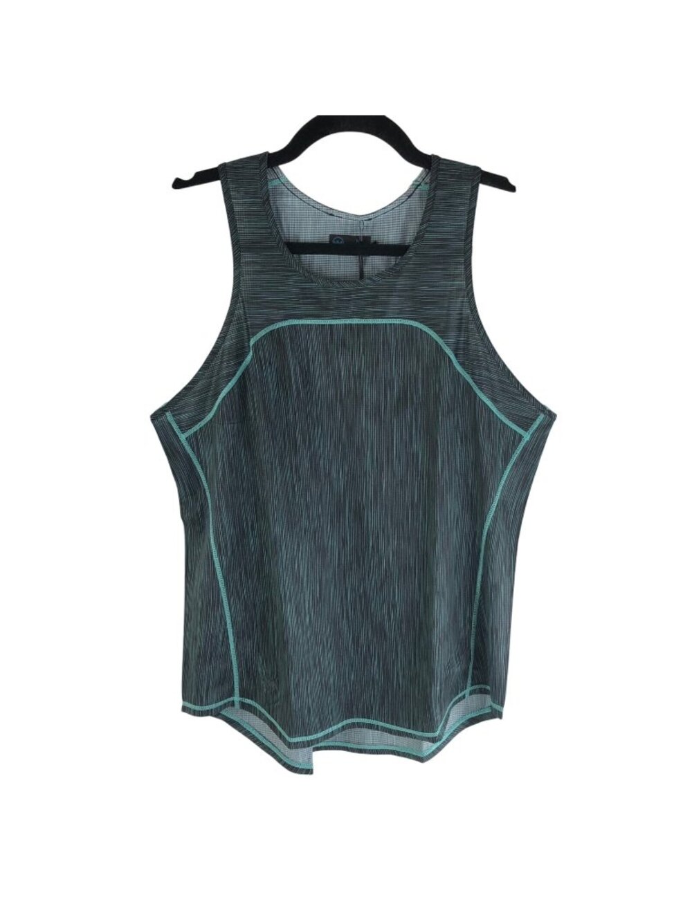 Janji Womens Helio Tech Singlet Tank Top Racerback Hi Low Sea Stripe Green M
